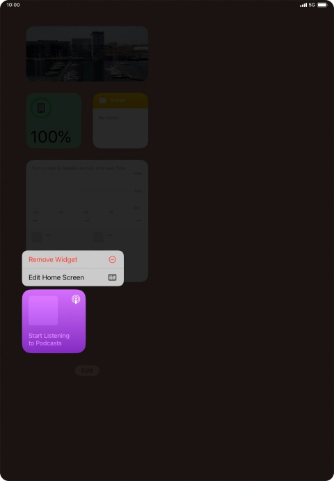 Press the required widget.