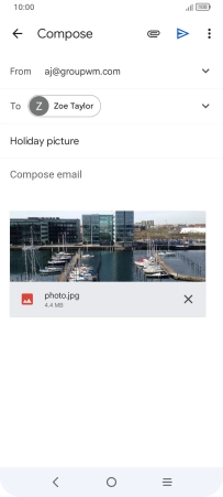 Press the text input field and write the text for your email message.
