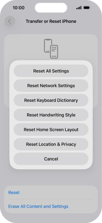 Press Reset All Settings.
