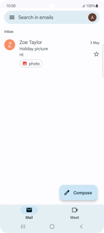 Press the email account icon. Press the email account icon.