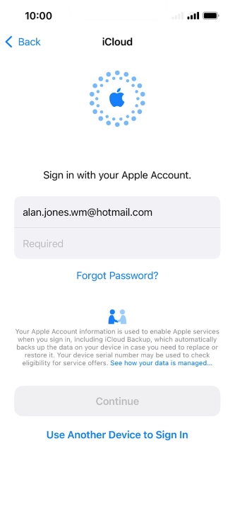 Press Required and key in the password for your Apple ID.