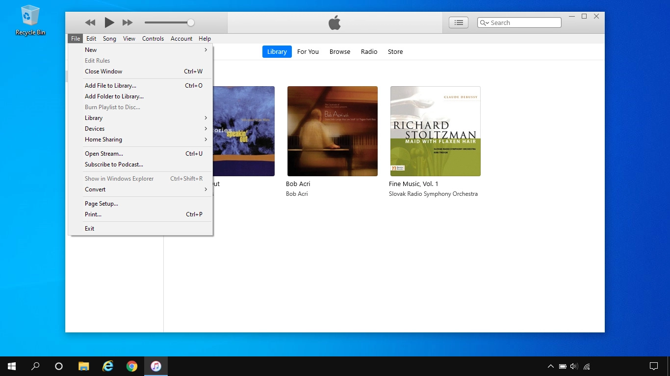 Go to the required file or folder in your computer's file system and follow the instructions on the screen to add a file or folder to the iTunes library.