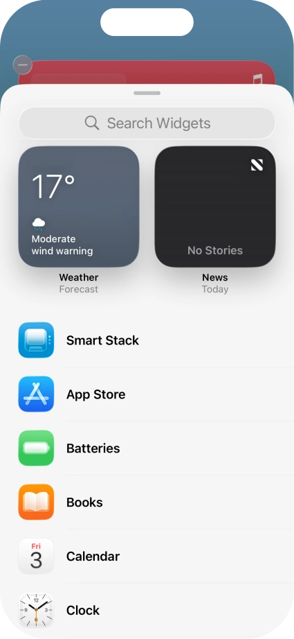 Press the required widget.