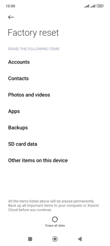 Press Erase all data. Press Erase all data.