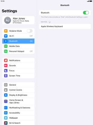 Press the required Bluetooth device and follow the instructions on the screen to pair the device with your tablet.