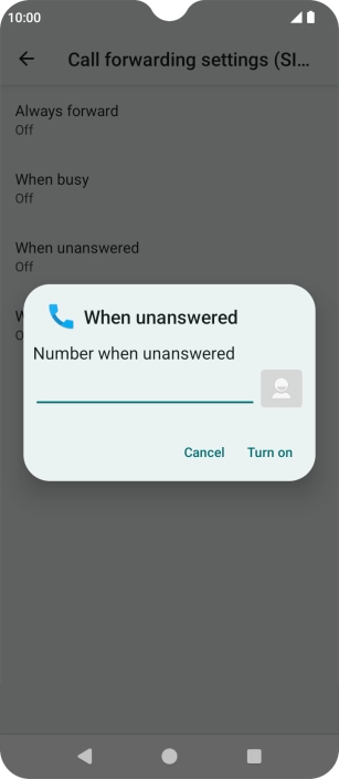 Key in +447836121121 and press Turn on. Key in +447836121121 and press Turn on.