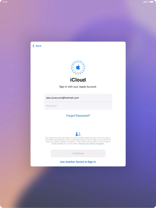 Press Required and key in the password for your Apple ID.