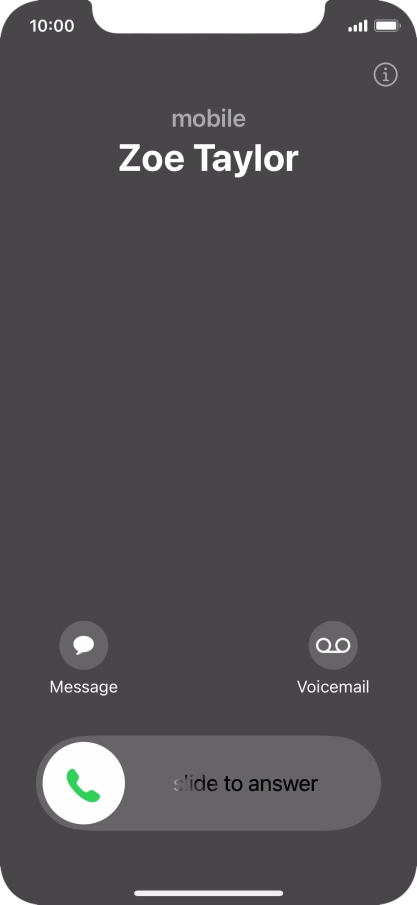 Press and drag the accept call icon right. Press and drag the accept call icon right.