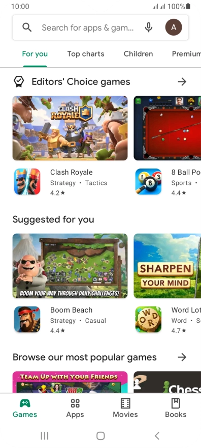 Press the search field.