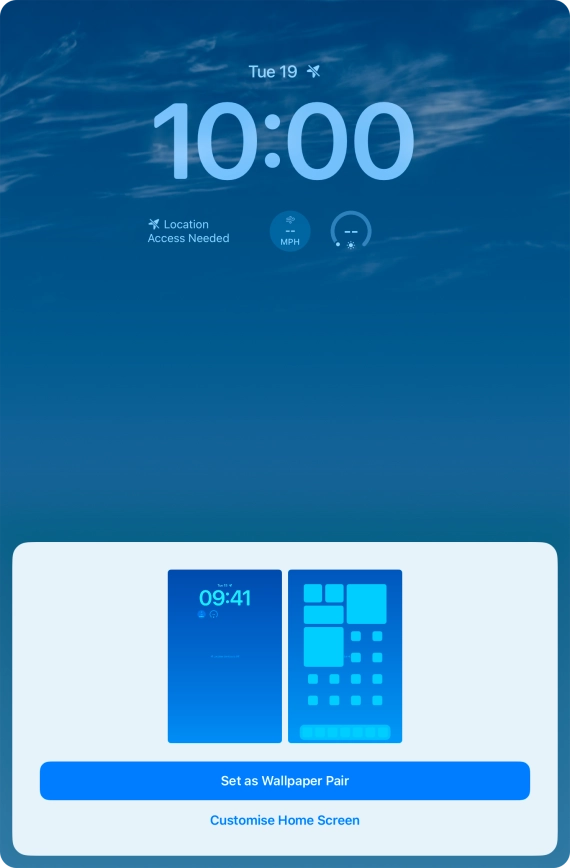 To use the same colour theme on the home screen, press Set as Wallpaper Pair. To use the same colour theme on the home screen, press Set as Wallpaper Pair.