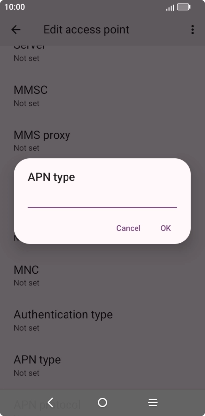 Key in default and press OK.