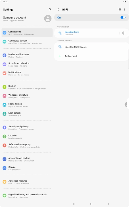 Press the settings icon next to the Wi-Fi network you're connected to.