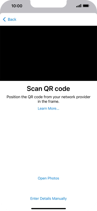 Place the QR code you've received inside the phone camera frame to scan the code. Your eSIM is transferred to your new phone over the internet.