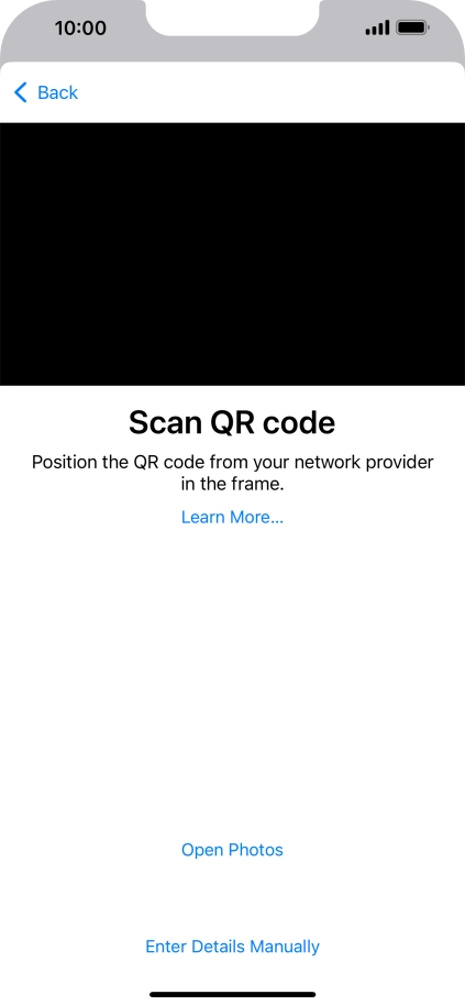 Place the QR code you've received inside the phone camera frame to scan the code. Your eSIM is transferred to your new phone over the internet.