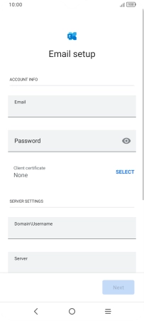 Press Password and key in the password for your email account. Press Password and key in the password for your email account.
