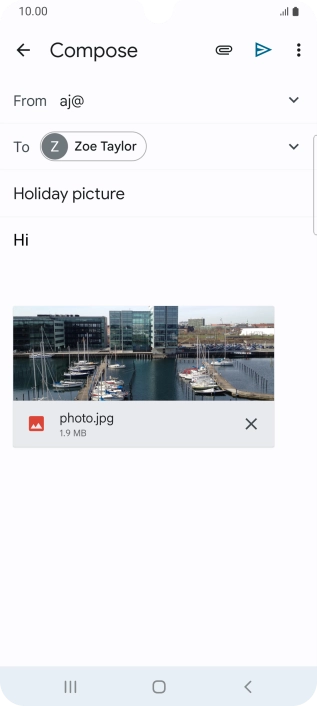 Press the send icon when you've finished your email message.