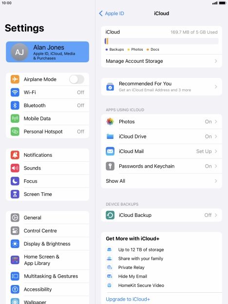 Press iCloud Backup. Press iCloud Backup.