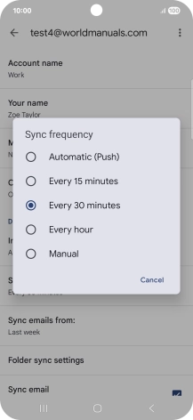 Press the required setting.