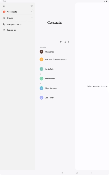 Press Manage contacts. Press Manage contacts.