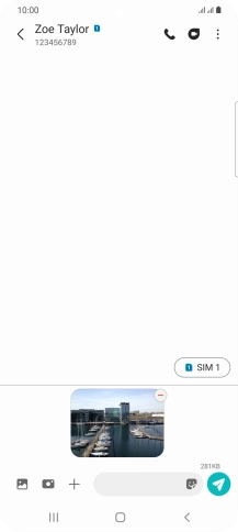 Press the text input field and write the text for your picture message. Press the text input field and write the text for your picture message.