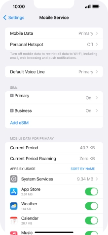 Press the required eSIM below 