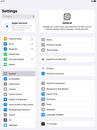 Press Apple Account. Press Apple Account.