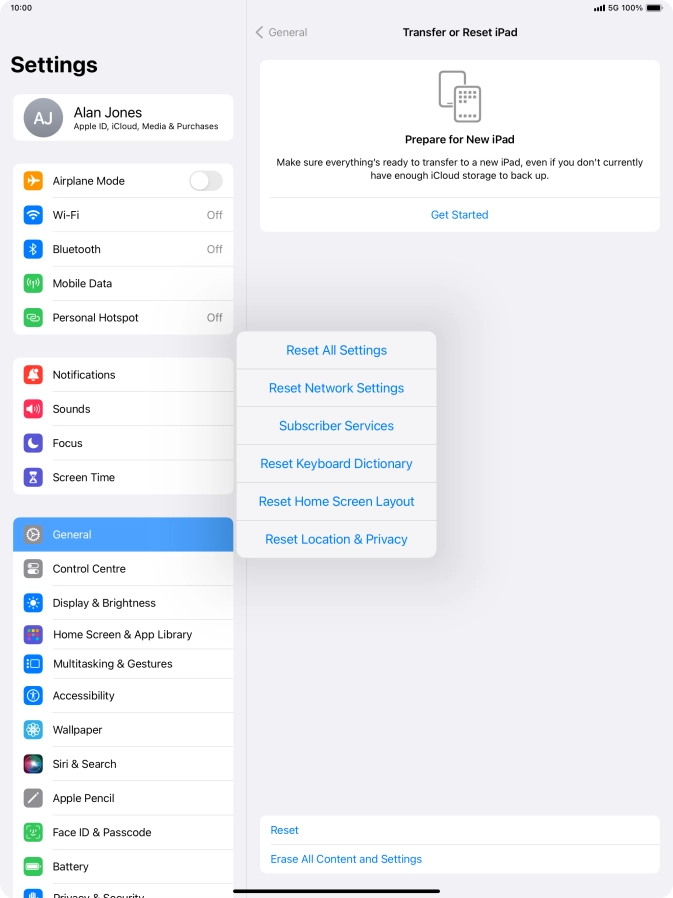 Press Reset All Settings.