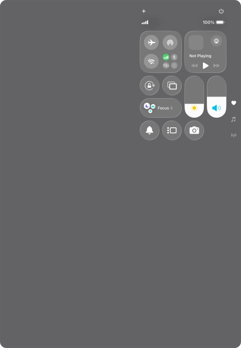 Slide your finger up or down on the screen to select the required Control Centre page.