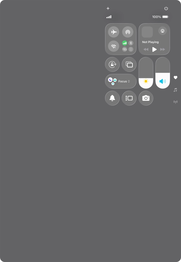 Slide your finger up or down on the screen to select the required Control Centre page.