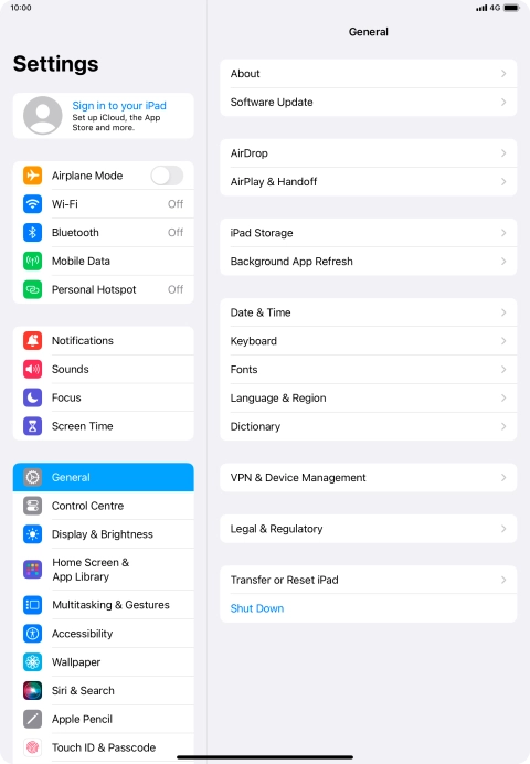 Press Sign in to your iPad. Press Sign in to your iPad.