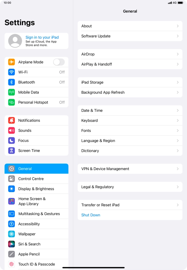 Press Sign in to your iPad. Press Sign in to your iPad.