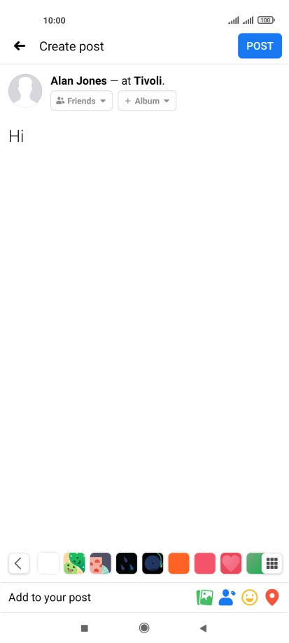 Write the required text and press POST.