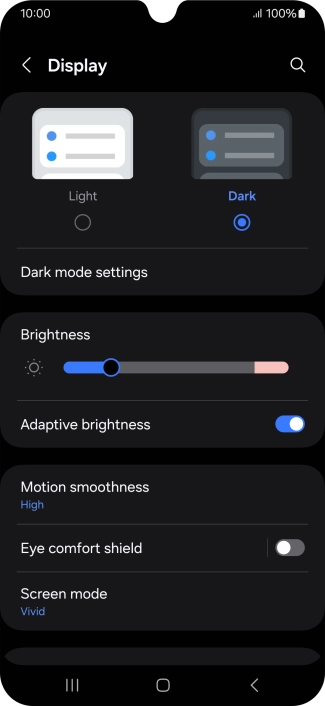 Press Dark mode settings. Press Dark mode settings.
