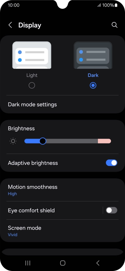 Press Dark mode settings. Press Dark mode settings.