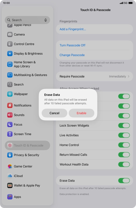 If you turn on the function, press Enable.