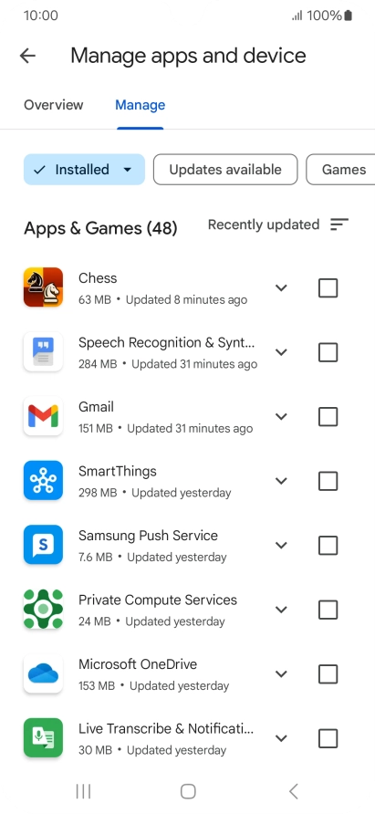 Press the required app.