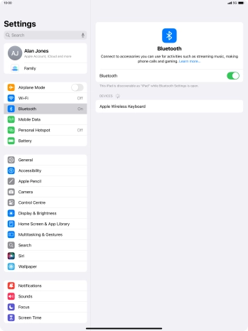 Press the required Bluetooth device and follow the instructions on the screen to pair the device with your tablet. Press the required Bluetooth device and follow the instructions on the screen to pair the device with your tablet.