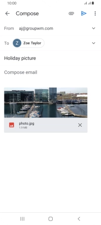 Press the text input field and write the text for your email message.