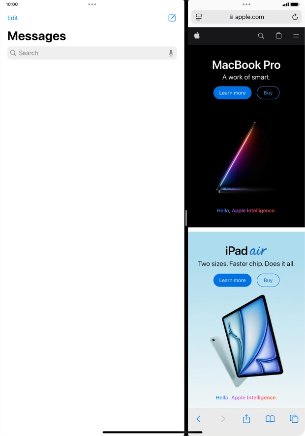 The applications are now displayed on a split screen. The applications are now displayed on a split screen.