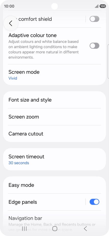 Press Screen timeout. Press Screen timeout.