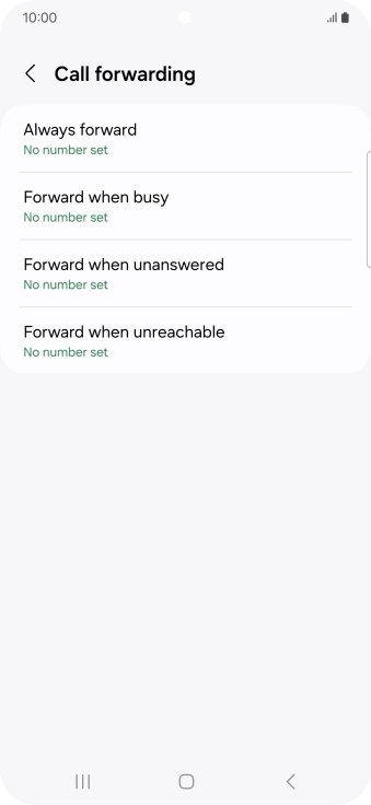 Press the required divert type.