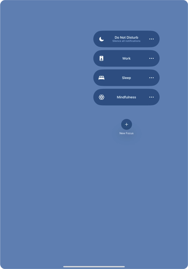 Press the required focus mode to activate or deactivate it immediately. Press the required focus mode to activate or deactivate it immediately.