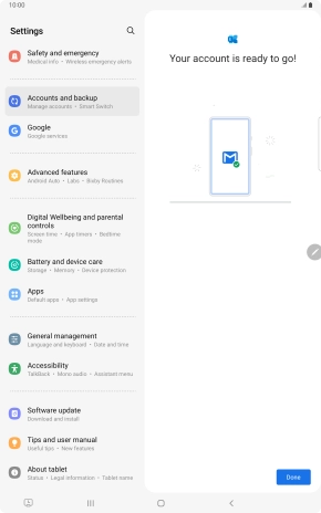 If this screen is displayed, your email account has been recognised and is being set up automatically. Follow the instructions on the screen to key in more information and finish setting up your tablet. If this screen is displayed, your email account has been recognised and is being set up automatically. Follow the instructions on the screen to key in more information and finish setting up your tablet.