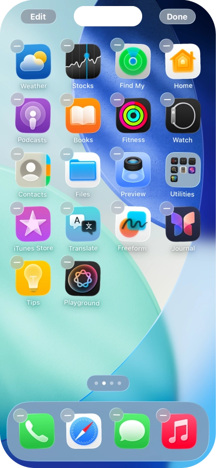 Press the home screen icon.
