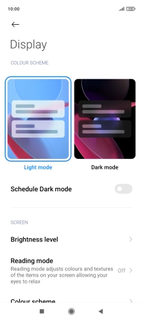 Press Brightness level. Press Brightness level.