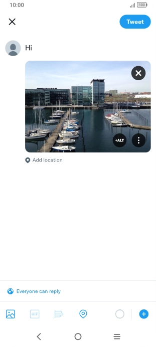 Write the required text and press Tweet. Write the required text and press Tweet.