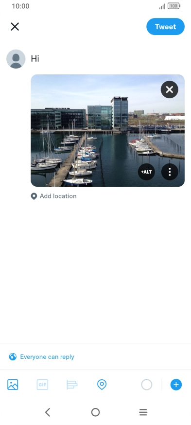 Write the required text and press Tweet. Write the required text and press Tweet.