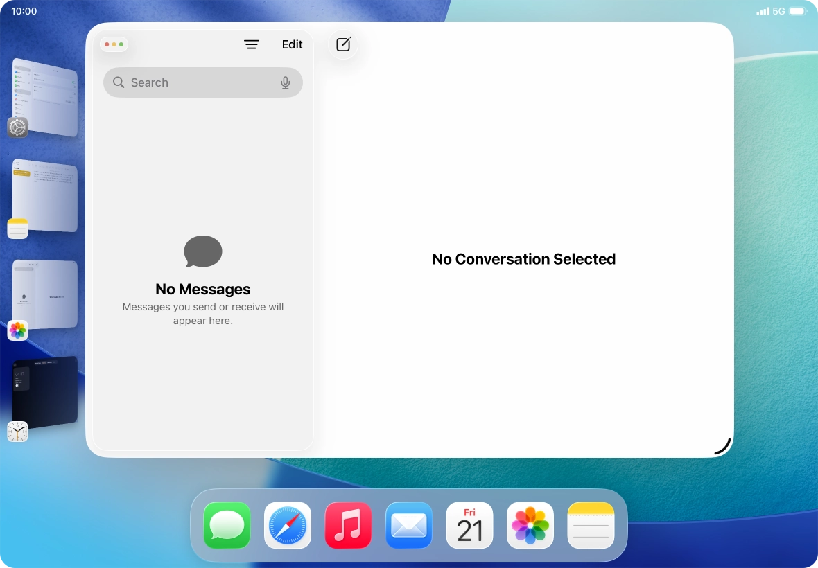 If you've selected Stage Manager for multitasking, you can press and drag the required running application to the centre of the screen. If you've selected Stage Manager for multitasking, you can press and drag the required running application to the centre of the screen.