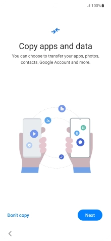 When this screen is displayed, your phone is ready to restore content from a Google One backup.