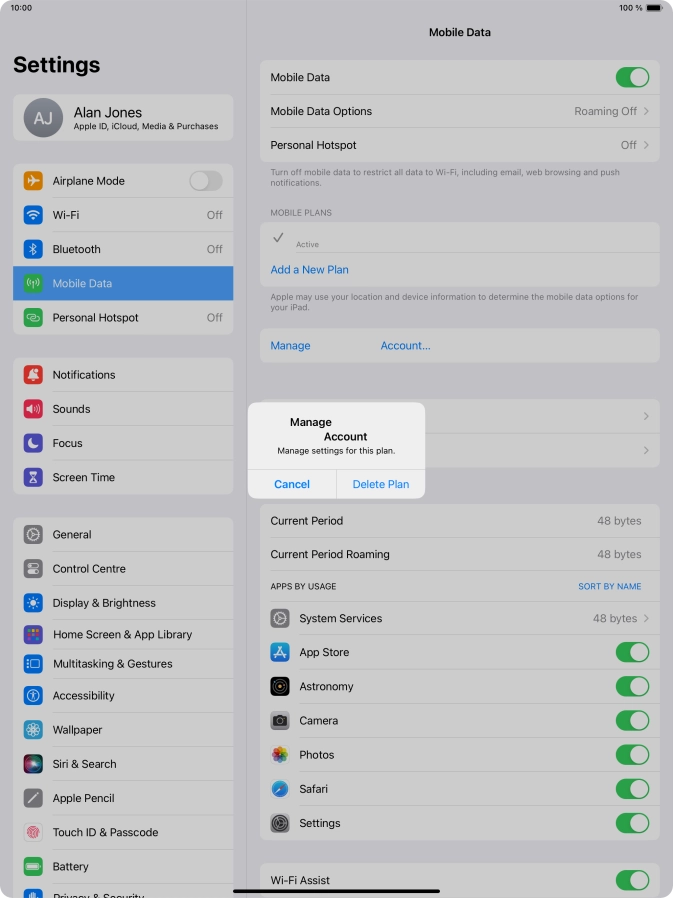 Press Delete Plan.